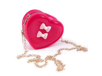 Dětská kabelka srdce 13x11 cm - 1 ks - 1 pink