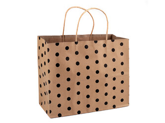 Papírová taška s puntíky 31x25 cm - 25 ks - 1 hnědá přírodní