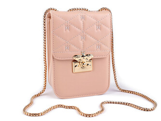 Dámská kabelka prošívaná crossbody s včelou 13x18,5 cm - 1 ks - 1 pudrová