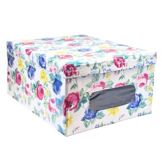 Box úložný s víkem, barevné květiny