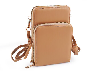 Peněženka s kapsou na mobil přes rameno crossbody 11,5x18 cm - 1 ks - 2 béžová velbloudí