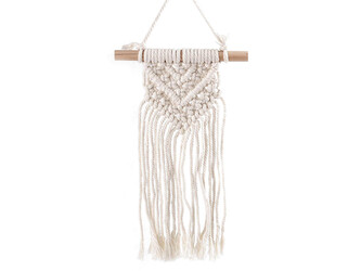 Drhaná dekorace macrame k zavěšení - 1 ks - 1 režná světlá