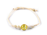 Náramek shamballa s korálky a květem - 1 ks - 4 žlutá světlá