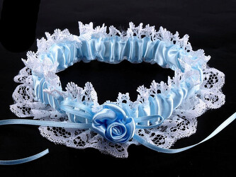 Svatební podvazek krajkový - 1 ks - 1 modrá jemná