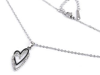 Náhrdelník z nerezové oceli srdce, křízek - 1 ks - 1 crystal srdce