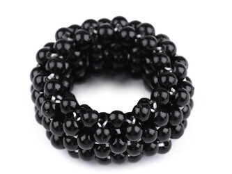 Perlová gumička / ozdoba do vlasů - 12 ks - 4 černá