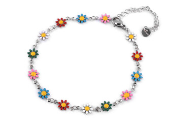Náramek na kotník z nerezové oceli - 1 ks - 1 multikolor květy