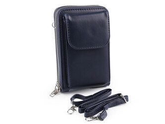 Peněženka s kapsou na mobil přes rameno crossbody 11x18 cm - 1 ks - 4 modrá tmavá
