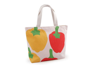 Textilní taška imitace lnu se zipem 31x24,5 cm - 1 ks - 2 režná světlá paprika