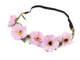 Pružná čelenka do vlasů s květy - 1 ks - růžová sv.