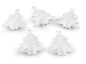 Rolničky stromeček, hvězda - 5 ks - 3 bílá stromeček