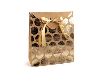 Dárková krabička s mašlí - 2 ks - 4 hnědá přírodní puntíky