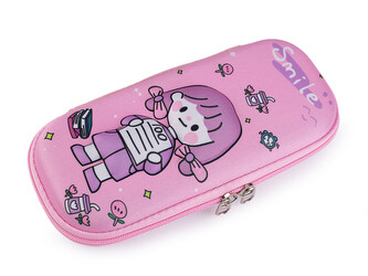 Pouzdro / penál dívčí 3D 10x23 cm - 1 ks - 5 růžová sv. fialová