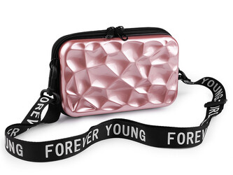 Dámská skořepinová kabelka / pouzdro crossbody s popruhem 18x11 cm - 1 ks - 2 pudrová metalic