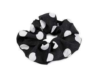 Gumička scrunchie do vlasů, s puntíky - 20 ks - 2 černá