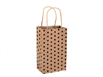 Papírová taška s puntíky 13x21,5 cm - 5 ks - 2 hnědá přírodní černá