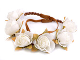 Pružná čelenka do vlasů s květy - 20 ks - 1 bílá