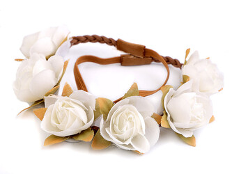 Pružná čelenka do vlasů s květy - 20 ks - 1 bílá