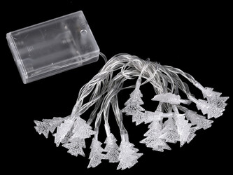 LED světelný řetěz vločky, hvězdy, stromečky na baterie - 1 ks - 3 transparent stromeček