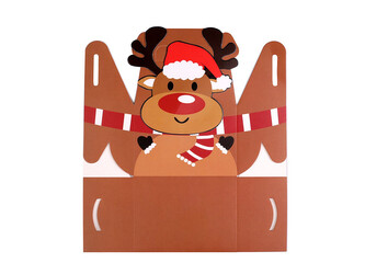 Vánoční dárková krabička sob, Mikuláš, sněhulák - 6 ks - 2 hnědá přírodní sob