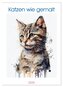 Katzen wie gemalt (Wandkalender 2025 DIN A2 hoch), CALVENDO Monatskalender
