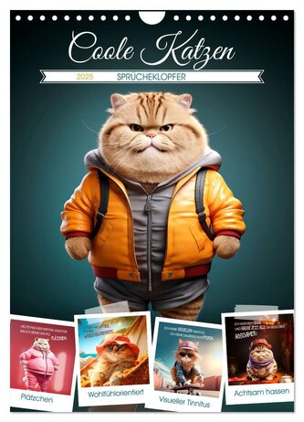 COOLE KATZEN Sprücheklopfer (Wandkalender 2025 DIN A4 hoch), CALVENDO Monatskalender