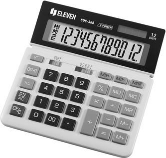 Eleven Kalkulačka SDC368, bílo-černá, stolní, dvanáctimístná, duální napájení