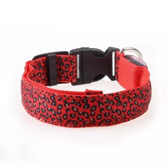 LED Obojek pro psa vzor Leopard L Růžová