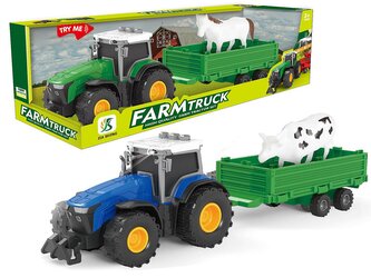 Traktor s přívěsem, světlo, zvuk; 30,5x8,5x8,5cm,,