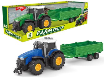 Traktor s přívěsem, světlo, zvuk; 30,5x8,5x8,5cm,,