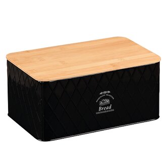 Chlebník s prkénkem, 28 x 18 x 13 cm, černý KESPER 18047