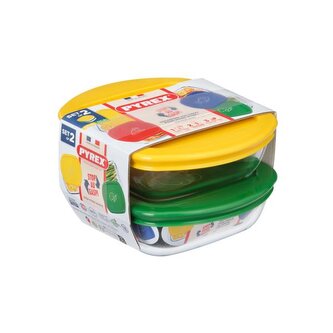 SADA ČTVERCOVÝCH DÓZ PYREX 2KS, 0,3L, SKLO