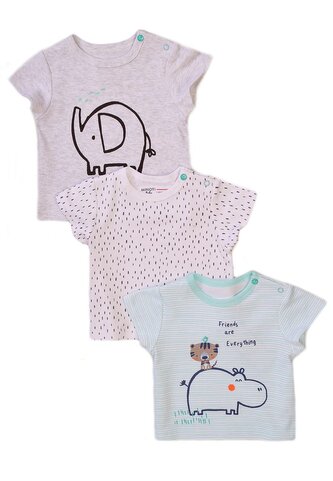 Tričko kojenecké s krátkým rukávem 3pack, Minoti, Koala 3, bílá - 68/74