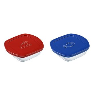 SADA ČTVERCOVÝCH DÓZ PYREX 2KS, 0,3L, SKLO