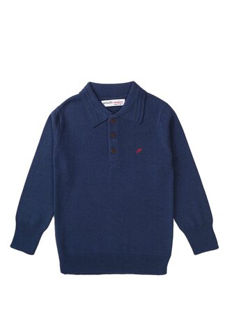 Tričko chlapecké Polo s dlouhým rukávem, Minoti, Retro 1, modrá - 98/104