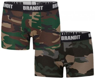 Pánské boxerky Brandit s logem, woodland-darkcamo, 2 kusy, XXL