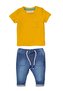 Chlapecký set - tričko a kalhoty džínové, Minoti, Planet 4, žlutá - 80/86