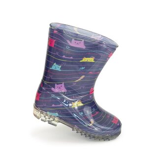 dívčí holínky PVC - potisk kočičky, Pidilidi, PL0041-04,  modrá - 33