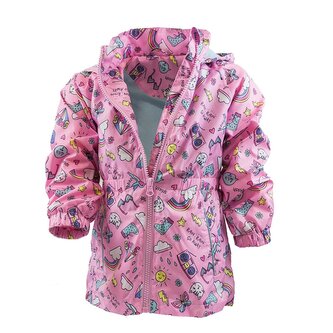 dívčí jarní/podzimní bunda s potiskem a kapucí, Pidilidi, PD1092-03, růžová - 104/110