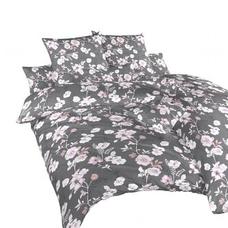 Dadka Povlečení krep Kvítí na šedém 200x200, 2x70x90 cm