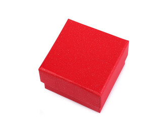 Krabička na šperky 5,5x5,5 cm - 12 ks - 3 červená třpytivé