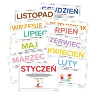 Plansze edukacyjne A5 - Miesiące 12 kart