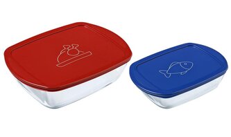 SADA OBDÉL. DÓZ PYREX 2KS, 1,2L+2,5L, SKLO