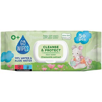 GOWIPES ubrousky vlhčené s klipem, aloe a heřmánkem 50 ks