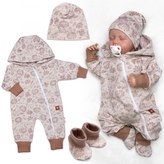 Rostoucí overálek, čepička a botičky, 3D, bavlna, Garden - béžová/hnědá, vel. 62/68; 62/68 (3-6m)