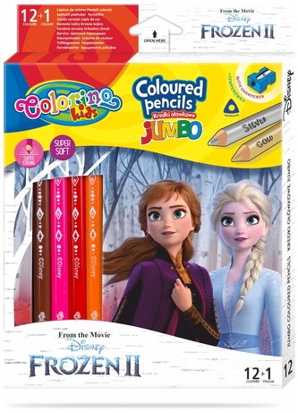 Kredki ołówkowe trójkątne 12+1-kol. Jumbo Disney Kids Colorino Frozen, Patio