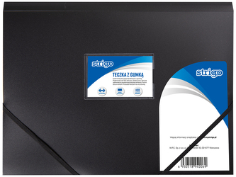 Teczka z gumką A4 PP czarna, Strigo