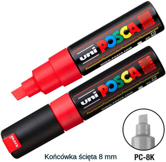 Marker pigmentowy Posca PC-8K fluorescencyjny czerwony, Uni
