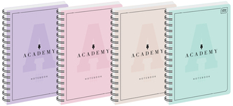 Kołonotes B5 100 k. kratka 90g Academy pastel, Interdruk