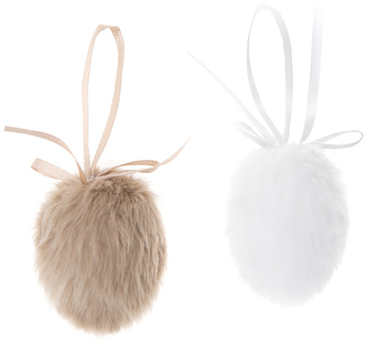 Zawieszki futerkowe jajka 6 cm, 2 szt. neutralne, Dp Craft